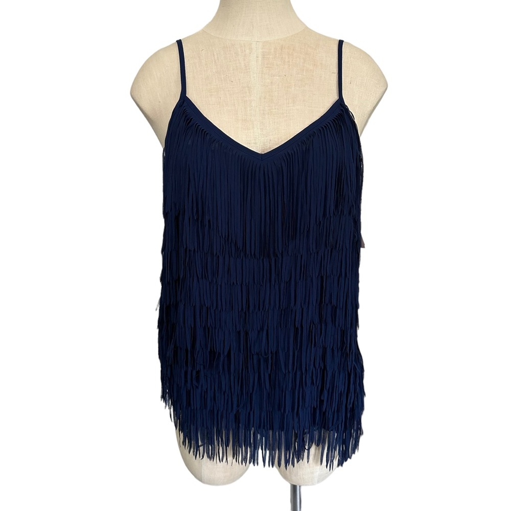 Lost April Blue Flapper Fringe Top Size M